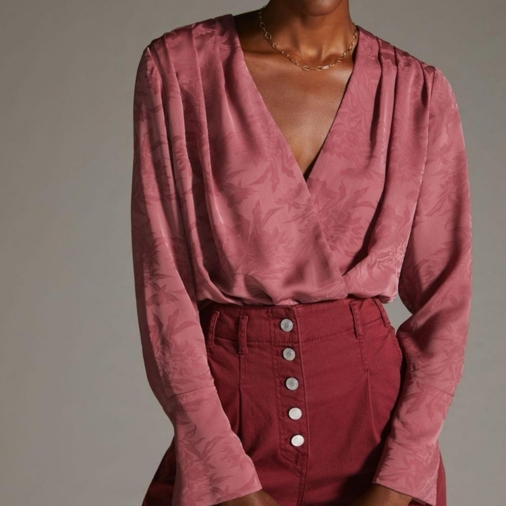 FAVORITE DAUGHTER The Date Blouse Bodysuit Rose Mauve Floral